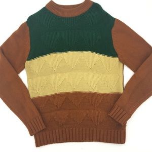 Branford Knit Sweater Orange Green Large